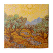 Van Gogh Olive Trees Yellow Sun Sky Fliese (Vorderseite)