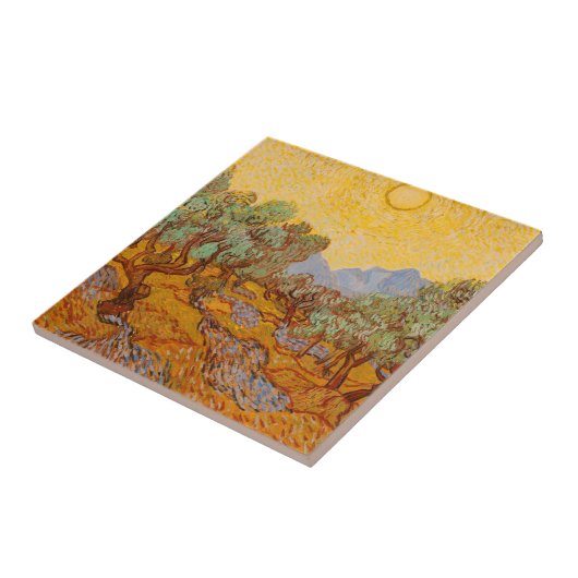 Van Gogh Olive Trees Yellow Sun Sky Fliese (Seite)