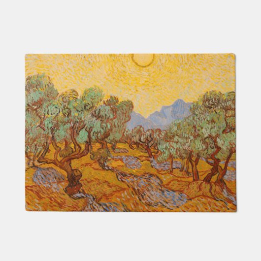 Van Gogh Olive Trees Yellow Sun Sky Fußmatte (Vorderseite)