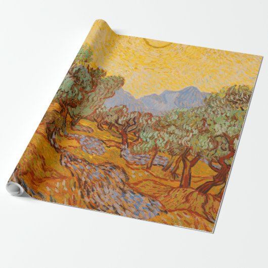 Van Gogh Olive Trees Yellow Sun Sky Geschenkpapier (Ungerollt)