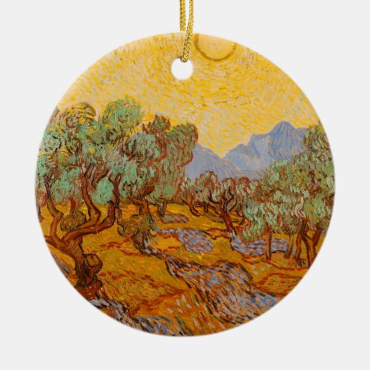 Van Gogh Olive Trees Yellow Sun Sky Keramik Ornament (Vorne)
