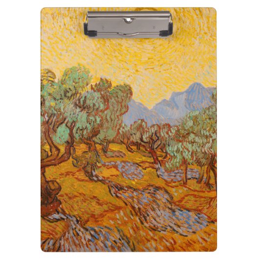 Van Gogh Olive Trees Yellow Sun Sky Klemmbrett (Vorderseite)