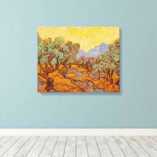 Van Gogh Olive Trees Yellow Sun Sky Leinwanddruck (Insitu (Holzboden))