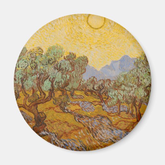 Van Gogh Olive Trees Yellow Sun Sky Magnet (Vorne)