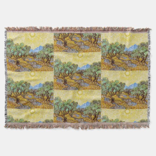 Van Gogh Olive Trees Yellow Sun Sky Malerei Decke (Vorderseite)