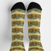 Van Gogh Olive Trees Yellow Sun Sky Malerei Socken (Oben)