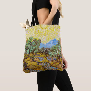 Van Gogh Olive Trees Yellow Sun Sky Malerei Tasche