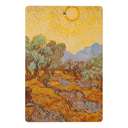 Van Gogh Olive Trees Yellow Sun Sky Mini Klemmbrett (Rückseite)