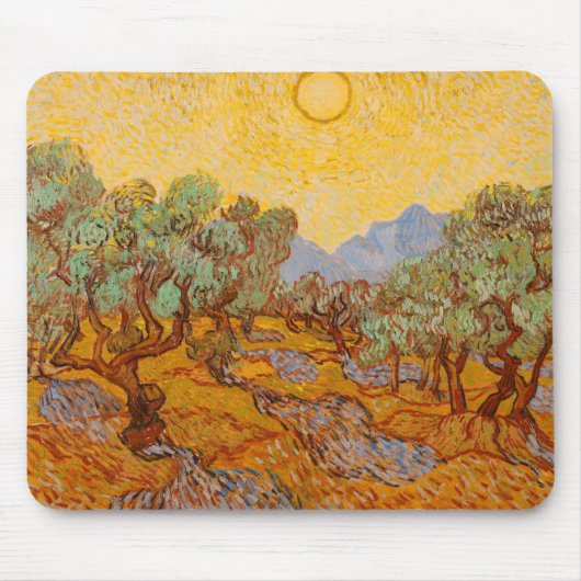 Van Gogh Olive Trees Yellow Sun Sky Mousepad (Vorne)