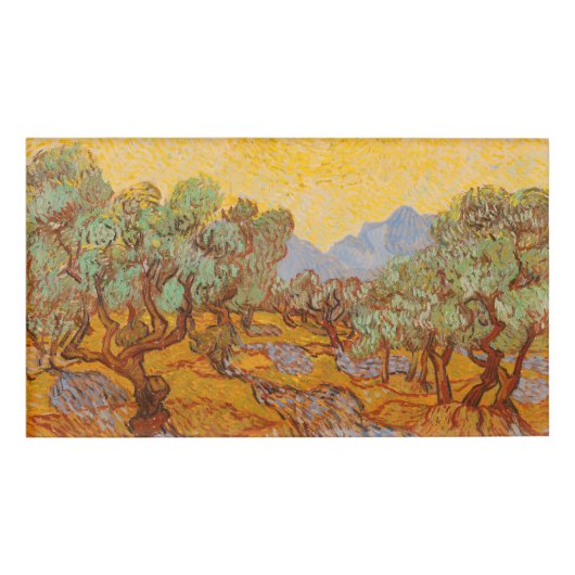 Van Gogh Olive Trees Yellow Sun Sky Namenschild (Vorderseite)