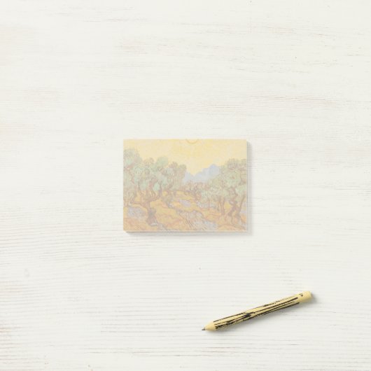 Van Gogh Olive Trees Yellow Sun Sky Post-it Klebezettel (Auf Schreibtisch)