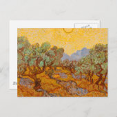 Van Gogh Olive Trees Yellow Sun Sky Postkarte (Vorne/Hinten)