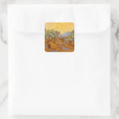 Van Gogh Olive Trees Yellow Sun Sky Quadratischer Aufkleber (Tasche)