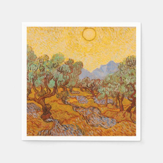 Van Gogh Olive Trees Yellow Sun Sky Serviette (Vorderseite)