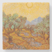 Van Gogh Olive Trees Yellow Sun Sky Steinuntersetzer (Vorderseite)