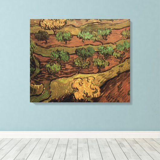 Van Gogh Olivenbäume gegen eine Steigung eines Hüg Leinwanddruck (Insitu (Holzboden))