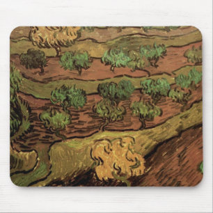 Van Gogh Olivenbäume gegen eine Steigung eines Hüg Mousepad