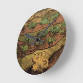 Van Gogh Olivenbäume gegen eine Steigung eines Hüg Runde Wanduhr (Winkel)