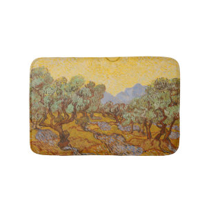 Van Gogh Olivenbäume Gelbe Sonne Himmel Badematte