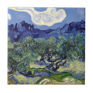 Van Gogh - Olivenbäume in einer Berglandschaft Fliese