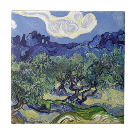Van Gogh - Olivenbäume in einer Berglandschaft Fliese (Vorderseite)