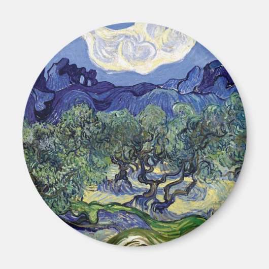 Van Gogh - Olivenbäume in einer Berglandschaft Magnet (Vorne)
