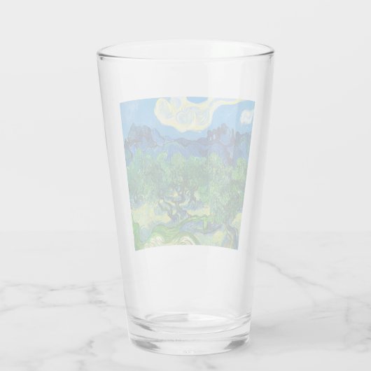 Van Gogh Olivenbäume in einer Bergwelt Glas (Rückseite)