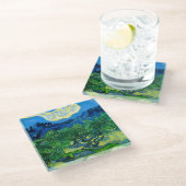 Van Gogh Olivenbäume in einer Bergwelt Glasuntersetzer (Schrägansicht)