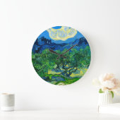 Van Gogh Olivenbäume in einer Bergwelt Große Wanduhr (Zuhause)