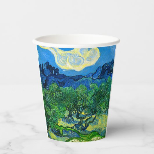 Van Gogh Olivenbäume in einer Bergwelt Pappbecher (Vorderseite)