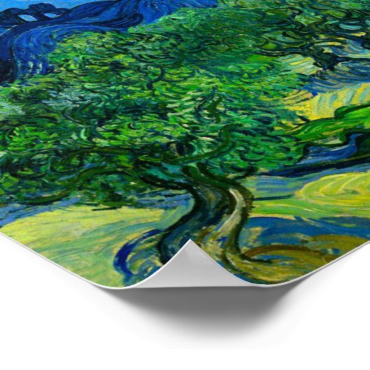 Van Gogh Olivenbäume in einer Bergwelt Poster (Ecke)