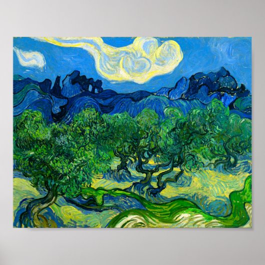 Van Gogh Olivenbäume in einer Bergwelt Poster (Vorne)
