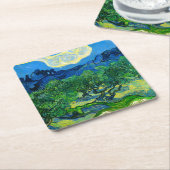 Van Gogh Olivenbäume in einer Bergwelt Rechteckiger Pappuntersetzer (angewinkelt)