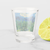 Van Gogh Olivenbäume in einer Bergwelt Schnapsglas (Rückseite)