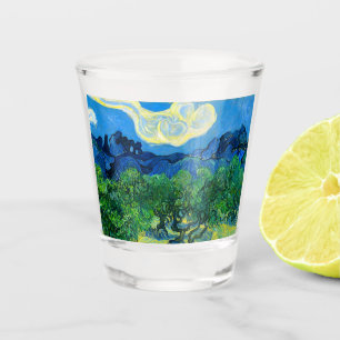 Van Gogh Olivenbäume in einer Bergwelt Schnapsglas