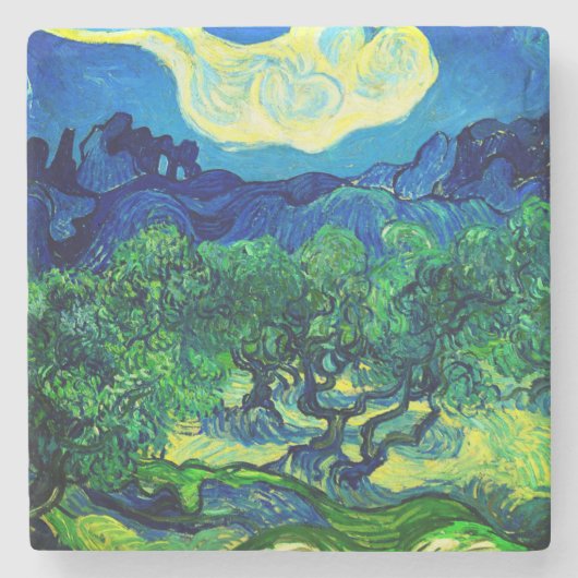 Van Gogh Olivenbäume in einer Bergwelt Steinuntersetzer (Vorderseite)
