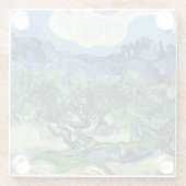 Van Gogh - Olivenbäume mit Alpillen im Hintergrund Glasuntersetzer (Rückseite)