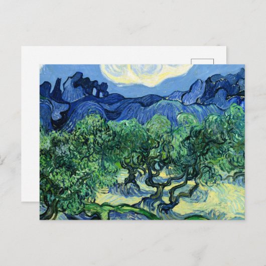 Van Gogh - Olivenbäume mit Alpillen im Hintergrund Postkarte (Vorne/Hinten)