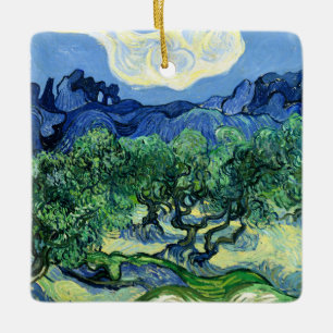 Van Gogh - Olivenbäume mit Alpilles Hintergrund Keramikornament