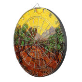 Van Gogh Olivenbäume mit gelbem Himmel und Sonne Dartscheibe (Vorderseite rechts)