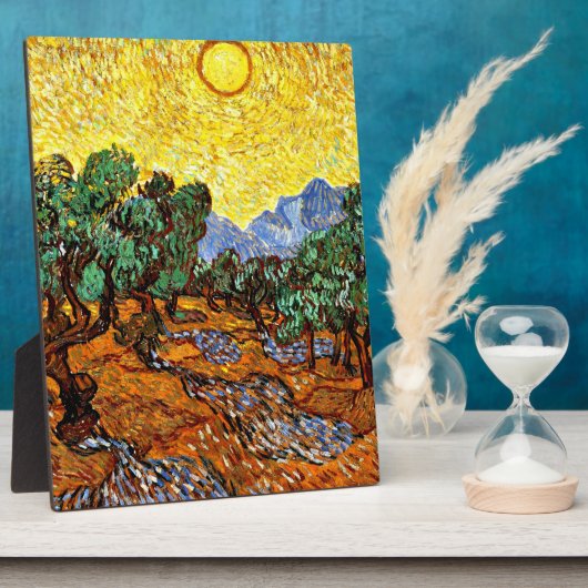 Van Gogh - Olivenbäume mit gelbem Himmel und Sonne Fotoplatte (Seite)