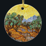 Van Gogh: Olivenbäume mit gelbem Himmel und Sonne Keramik Ornament<br><div class="desc">Van Gogh: Olivenbäume mit gelbem Himmel und feiner Malerei der Sonne.</div>