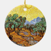 Van Gogh: Olivenbäume mit gelbem Himmel und Sonne Keramik Ornament (Hinten)