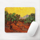 Van Gogh Olivenbäume mit gelbem Himmel und Sonne Mousepad (Mit Mouse)