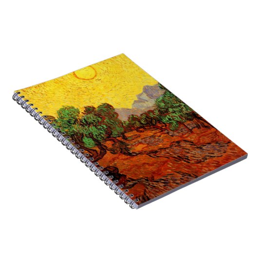 Van Gogh Olivenbäume mit gelbem Himmel und Sonne Notizblock (Rechte Seite)