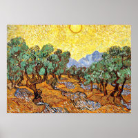 Van Gogh: Olivenbäume mit gelbem Himmel und Sonne