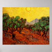 Van Gogh Olivenbäume mit gelbem Himmel und Sonne Poster (Vorne)