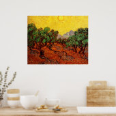 Van Gogh Olivenbäume mit gelbem Himmel und Sonne Poster (Küche)