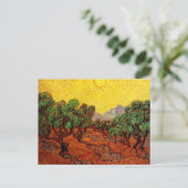 Van Gogh Olivenbäume mit gelbem Himmel und Sonne Postkarte (Stehend Vorderseite)