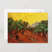 Van Gogh Olivenbäume mit gelbem Himmel und Sonne Postkarte (Vorne/Hinten)